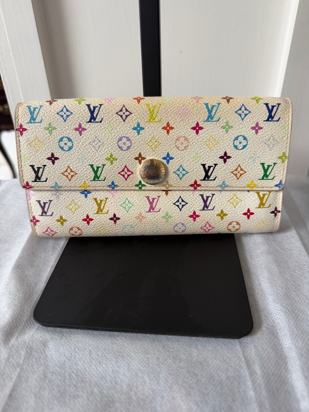 Louis Vuitton White Murikami Sarah Wallet with COA